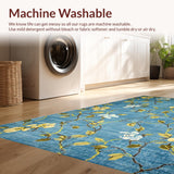 Ultra Soft Area Rug, Non Slip, Stain Resistant, Washable Area Rugs for Living Room, Bedroom, Elegant Yellow Trellis Pattern(Blue)