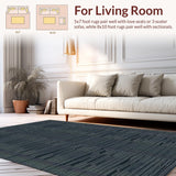 Ultra Soft Area Rug, Non Slip, Stain Resistant, Washable Area Rugs for Living Room, Bedroom, Sleek Modern Minimalist Pattern(Black)