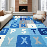 Ultra Soft Area Rug, Non Slip, Stain Resistant, Washable Area Rugs for Living Room, Bedroom, Playful Alphabetic Blue Tones(Blue)