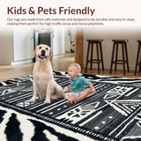 Ultra Soft Area Rug, Non Slip, Stain Resistant, Washable Area Rugs for Living Room, Bedroom, Soft Washable Hallway Runner for Minimalist Homes(Black)