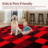 Ultra Soft Area Rug, Non Slip, Stain Resistant, Washable Area Rugs for Living Room, Bedroom, Contemporary Bold Graphic Pattern(Red)