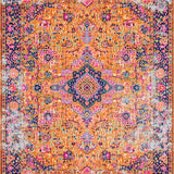 Ultra Soft Area Rug, Non Slip, Stain Resistant, Washable Area Rugs for Living Room, Bedroom, Lively Geometric Motif in Warm Tones(Orange)