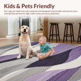 Ultra Soft Area Rug, Non Slip, Stain Resistant, Washable Area Rugs for Living Room, Bedroom, Contemporary Artistic Swirl Design(Purple)