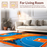 Ultra Soft Area Rug, Non Slip, Stain Resistant, Washable Area Rugs for Living Room, Bedroom, Energetic Blue and White Pattern(Orange)