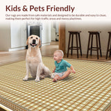 Ultra Soft Area Rug, Non Slip, Stain Resistant, Washable Area Rugs for Living Room, Bedroom, Sleek Minimalist Herringbone Style(Beige)