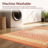 Ultra Soft Area Rug, Non Slip, Stain Resistant, Washable Area Rugs for Living Room, Bedroom, Terracotta Sunburst Area(Orange)