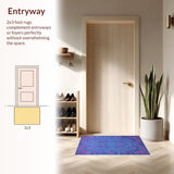 Ultra Soft Area Rug, Non Slip, Stain Resistant, Washable Area Rugs for Living Room, Bedroom, Sophisticated Dual-Tone Striped Look(Blue)