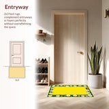 Ultra Soft Area Rug, Non Slip, Stain Resistant, Washable Area Rugs for Living Room, Bedroom, Rustic Garden-Inspired Decor(Yellow)
