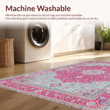 Ultra Soft Area Rug, Non Slip, Stain Resistant, Washable Area Rugs for Living Room, Bedroom, Bordered Pastel Bedroom Meditation Space Easy Cleaning Rug(Pink)