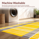 Ultra Soft Area Rug, Non Slip, Stain Resistant, Washable Area Rugs for Living Room, Bedroom, Chic Striped Modern Aesthetic(Yellow)
