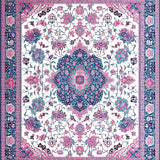 Ultra Soft Area Rug, Non Slip, Stain Resistant, Washable Area Rugs for Living Room, Bedroom, Elegant Ogee Inspired Composition(White)