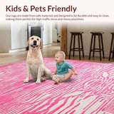 Ultra Soft Area Rug, Non Slip, Stain Resistant, Washable Area Rugs for Living Room, Bedroom, Elegant Minimalist Pink Pattern(Pink)