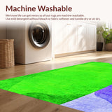 Ultra Soft Area Rug, Non Slip, Stain Resistant, Washable Area Rugs for Living Room, Bedroom, Watercolor Pattern Artistic Meditation Space Faux Fur Carpet(Green)