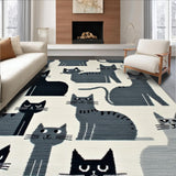 Ultra Soft Area Rug, Non Slip, Stain Resistant, Washable Area Rugs for Living Room, Bedroom, Charming Cartoon Cat Silhouette(Gray)