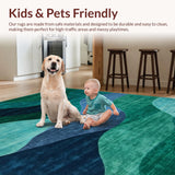 Ultra Soft Area Rug, Non Slip, Stain Resistant, Washable Area Rugs for Living Room, Bedroom, Bold Artistic Shape Play(Blue)