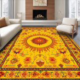 Ultra Soft Area Rug, Non Slip, Stain Resistant, Washable Area Rugs for Living Room, Bedroom, Sunny Spiraled Harmony Aesthetic(Gold)