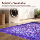 Ultra Soft Area Rug, Non Slip, Stain Resistant, Washable Area Rugs for Living Room, Bedroom, Sophisticated Vintage Diamond Texture(Purple)