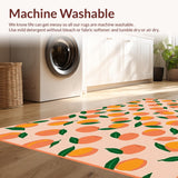 Ultra Soft Area Rug, Non Slip, Stain Resistant, Washable Area Rugs for Living Room, Bedroom, Bright Fresh Fruit Inspired Decor(Orange)