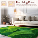 Ultra Soft Area Rug, Non Slip, Stain Resistant, Washable Area Rugs for Living Room, Bedroom, Lush Green Folk Art Inspiration(Green)