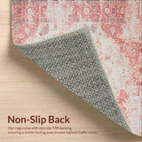 Ultra Soft Area Rug, Non Slip, Stain Resistant, Washable Area Rugs for Living Room, Bedroom, Rustic Neutral Classic Trellis Layout(Pink)