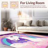 Ultra Soft Area Rug, Non Slip, Stain Resistant, Washable Area Rugs for Living Room, Bedroom, Charming Rainbow Youthful Aesthetic(White)