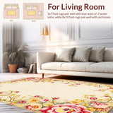Ultra Soft Area Rug, Non Slip, Stain Resistant, Washable Area Rugs for Living Room, Bedroom, Serene Neutral Botanical Composition(Beige)