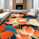 Ultra Soft Area Rug, Non Slip, Stain Resistant, Washable Area Rugs for Living Room, Bedroom, Eclectic Colorful Floral Display(Orange)