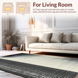 Ultra Soft Area Rug, Non Slip, Stain Resistant, Washable Area Rugs for Living Room, Bedroom, Modern Abstract Black & White Rug:  Woven Design(Black)