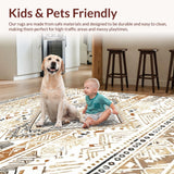 Ultra Soft Area Rug, Non Slip, Stain Resistant, Washable Area Rugs for Living Room, Bedroom, Sleek Contemporary Lattice Design(Beige)