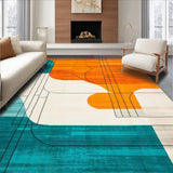 Ultra Soft Area Rug, Non Slip, Stain Resistant, Washable Area Rugs for Living Room, Bedroom, Retro Colorful Geometric Arrangement(Orange)