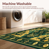 Ultra Soft Area Rug, Non Slip, Stain Resistant, Washable Area Rugs for Living Room, Bedroom, Vibrant Area Featuring Geometric Animal Motifs and Floral Designs(Green)