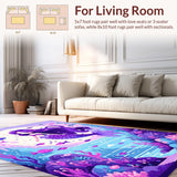 Ultra Soft Area Rug, Non Slip, Stain Resistant, Washable Area Rugs for Living Room, Bedroom, Whimsical Pastel Mermaid Aesthetic(Purple)