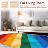 Ultra Soft Area Rug, Non Slip, Stain Resistant, Washable Area Rugs for Living Room, Bedroom, Boho Terracotta Rainbow Low Pile Nursery Rug(Red)