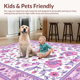Ultra Soft Area Rug, Non Slip, Stain Resistant, Washable Area Rugs for Living Room, Bedroom, Artful Cheerful Daisy Arrangement(White)