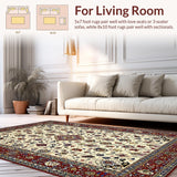 Ultra Soft Area Rug, Non Slip, Stain Resistant, Washable Area Rugs for Living Room, Bedroom, Luxurious Classic Ornate Patterns(Ivory)