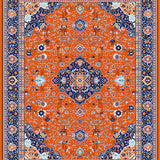 Ultra Soft Area Rug, Non Slip, Stain Resistant, Washable Area Rugs for Living Room, Bedroom, Eclectic Floral Pattern Fusion(Orange)