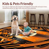 Ultra Soft Area Rug, Non Slip, Stain Resistant, Washable Area Rugs for Living Room, Bedroom, Eclectic Modern Nature Motif(Orange)