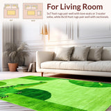 Ultra Soft Area Rug, Non Slip, Stain Resistant, Washable Area Rugs for Living Room, Bedroom, Cute Soft Pastel Animal Shapes(Green)
