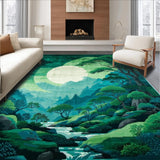 Ultra Soft Area Rug, Non Slip, Stain Resistant, Washable Area Rugs for Living Room, Bedroom, Playful Moss Green Abstract Design(Green)