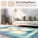 Ultra Soft Area Rug, Non Slip, Stain Resistant, Washable Area Rugs for Living Room, Bedroom, Serene Neutral Geometric Waves(Blue)
