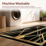 Ultra Soft Area Rug, Non Slip, Stain Resistant, Washable Area Rugs for Living Room, Bedroom, Sophisticated Black and Gold Fusion(Gold)
