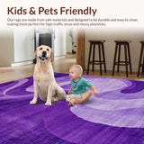 Ultra Soft Area Rug, Non Slip, Stain Resistant, Washable Area Rugs for Living Room, Bedroom, Artistic Luxe Ripple Effect(Purple)
