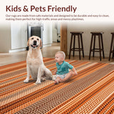 Ultra Soft Area Rug, Non Slip, Stain Resistant, Washable Area Rugs for Living Room, Bedroom, Contemporary Abstract Waffle Layout(Orange)