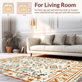 Ultra Soft Area Rug, Non Slip, Stain Resistant, Washable Area Rugs for Living Room, Bedroom, Artistic Vintage Ethnic Print(Beige)