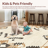 Ultra Soft Area Rug, Non Slip, Stain Resistant, Washable Area Rugs for Living Room, Bedroom, Elegant Earth Tones Textured Weave(Beige)