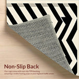 Ultra Soft Area Rug, Non Slip, Stain Resistant, Washable Area Rugs for Living Room, Bedroom, Reversible Patio Area with Modern Chevron Stripes and Contrast Borders(Black)