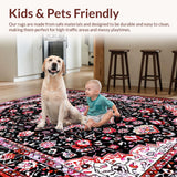 Ultra Soft Area Rug, Non Slip, Stain Resistant, Washable Area Rugs for Living Room, Bedroom, Rustic Low Pile Geometric Motif(Black)