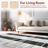 Ultra Soft Area Rug, Non Slip, Stain Resistant, Washable Area Rugs for Living Room, Bedroom, Bold Parallel Lines, Contemporary Stripe Aesthetic(Black)