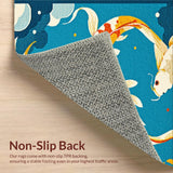 Ultra Soft Area Rug, Non Slip, Stain Resistant, Washable Area Rugs for Living Room, Bedroom, Colorful Cartoonish Sea Animal Motif(Blue)