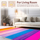 Ultra Soft Area Rug, Non Slip, Stain Resistant, Washable Area Rugs for Living Room, Bedroom, Energetic Bright Tangle Motif(Orange)